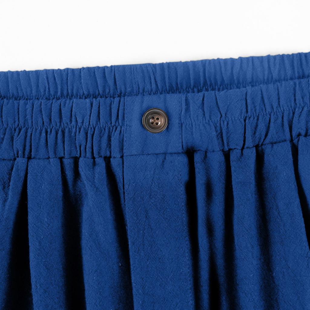 Women's Fashion Color Pants Pocket Button Up Capris Loose Elastic Waist Cotton Linen Shorts