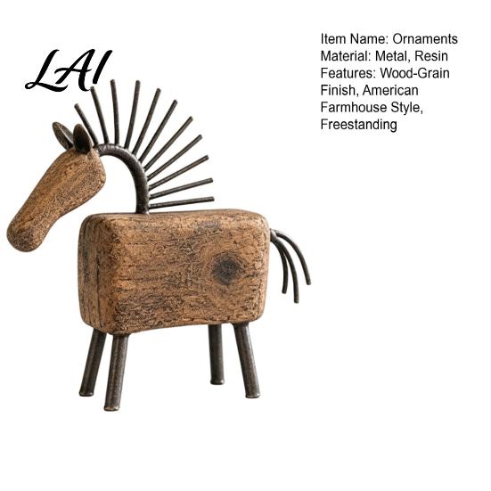 Elegant Sculptural Decor for Entryway Vintage Horse Figurine Rustic Farmhouse Sculpture Folk Art Interior Design Accessories Tabletop Ornament Home
