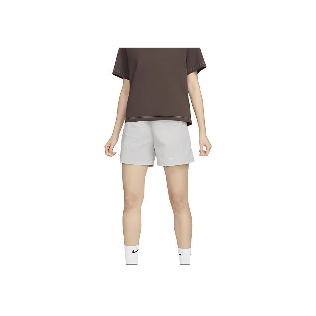 Nike Sportswear Solid Woven Training Breathable Mid-Rise Casual Shorts Women Shorts Light-Iron-Ore-Gray HJ3945-014