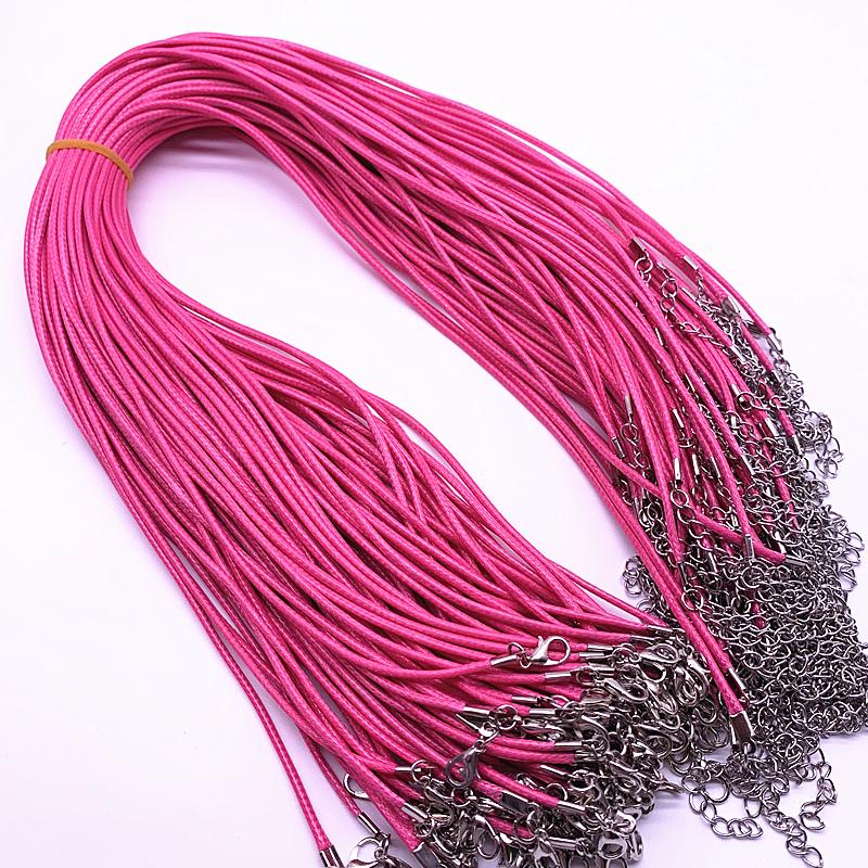 New 5pcs 2mm Leather Cord Wax Rope Chain Necklace Extender Chain Lobster Clasp DIY Jewelry Accessories