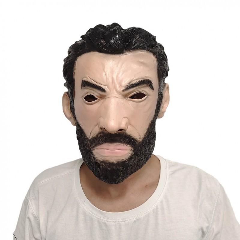 Wolverine Mask Halloween Cosplay Costume Adult Men Funny Face Prop With Black Hair Beard
