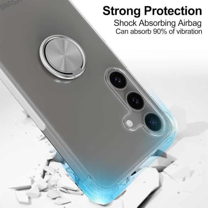Coque de protection - BOOLING - pour Samsung Galaxy S24 FE - Souple - Transparent - Support à Anneau Rotatif 360°