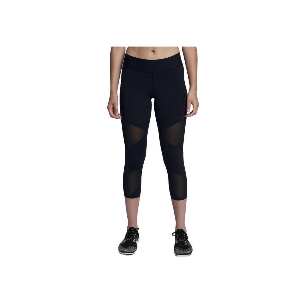 Nike Fly Lux Solid Logo High Waist Training Capris Women Bottoms Black 933628-010