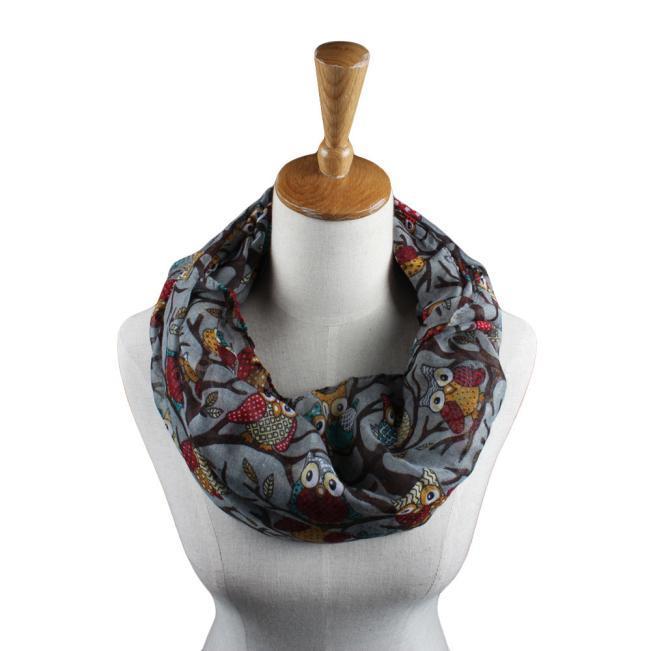 Women Ladies Owl Pattern Print Scarf Warm Wrap Shawl