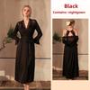 Satin Pajamas Women's Sexy Lace Light Luxury Long-sleeved Cool Nightgown Bathrobe Loungewear