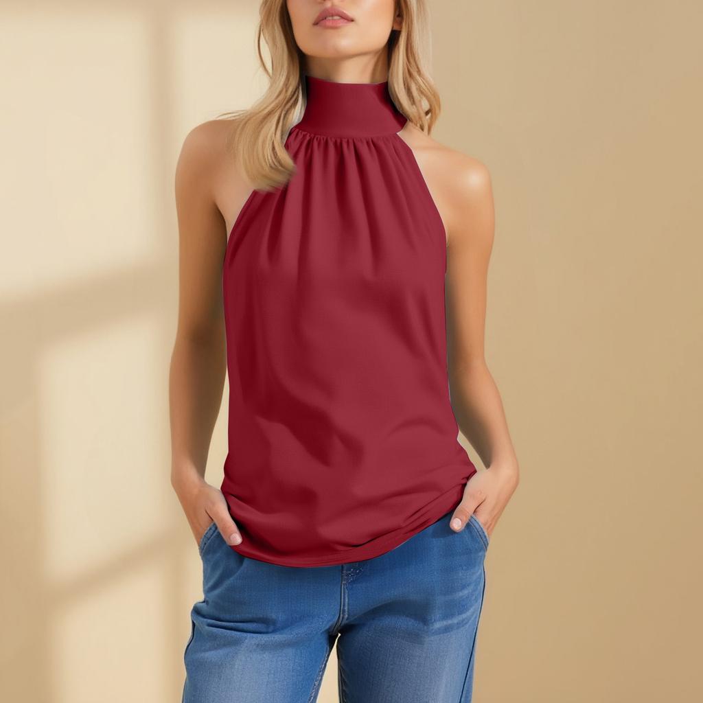 Modisches und lässiges ärmelloses einfarbiges sexy rückenfreies Top für Damen