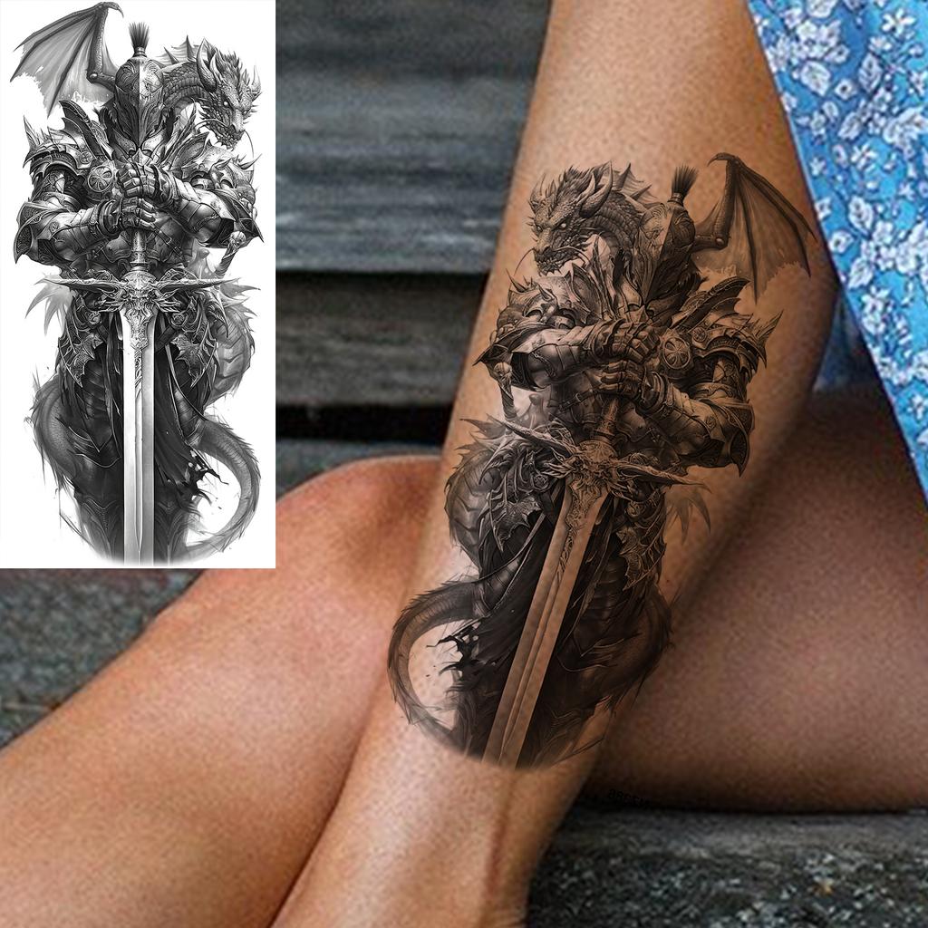 1 Blatt Krieger Spartaner Krieger Ritter Temporäre Tattoos Für Männer Erwachsene Wasserdicht Körperkunst Zeichnung Fake Tattoo Aufkleber Dekor