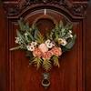 Floral Artificial Wreath for Wall and Door Decoration Featuring Fabric and Plastic Construction for Weddings and Events