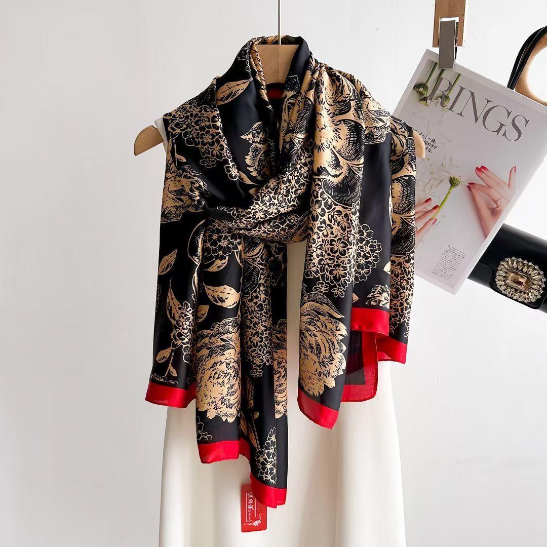 Весенний шарф Женский Роскошный дизайн Полиэстеровый материал Гладкий шарф Мягкая шаль Пляжный шарф