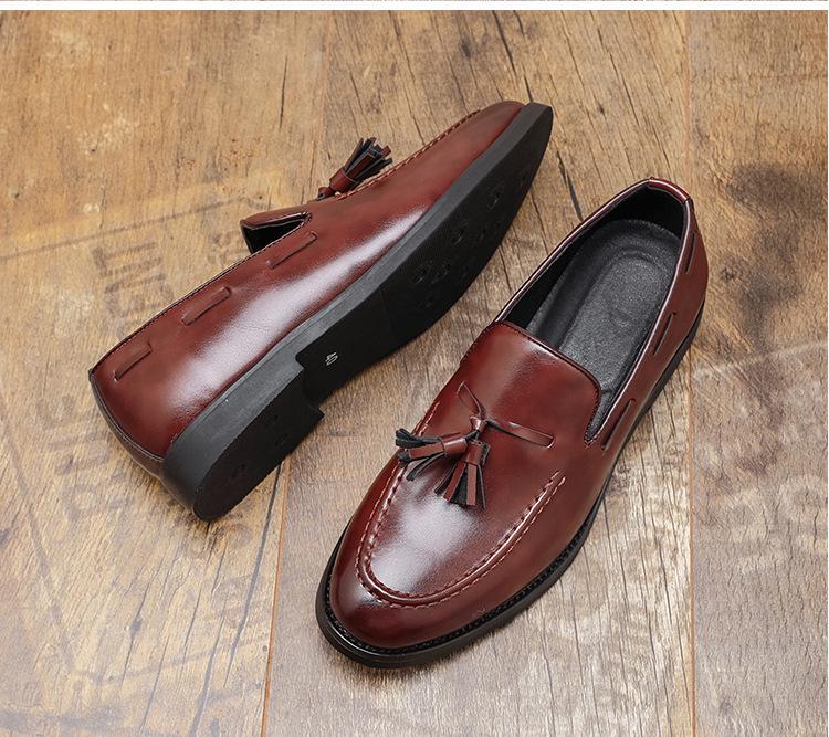 Large Men's British Style Casual Tassel Slip-On Leather Loafers