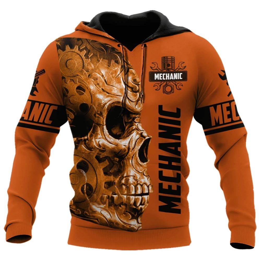 Herren Kapuzenpullover Vintage T-Shirt Herbstkleidung Mechaniker 3D Druck Tops Fashion Street Casual Hoodies Übergroßer Pullover