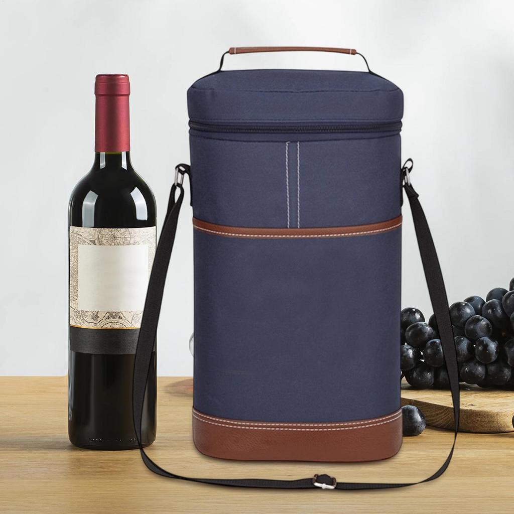 Wine Bottle Cooler Bag Leakproof Tote Carrier Storage Pouch Reusable Wine Carrying Case For Beach Traveling Work Lunches Trips