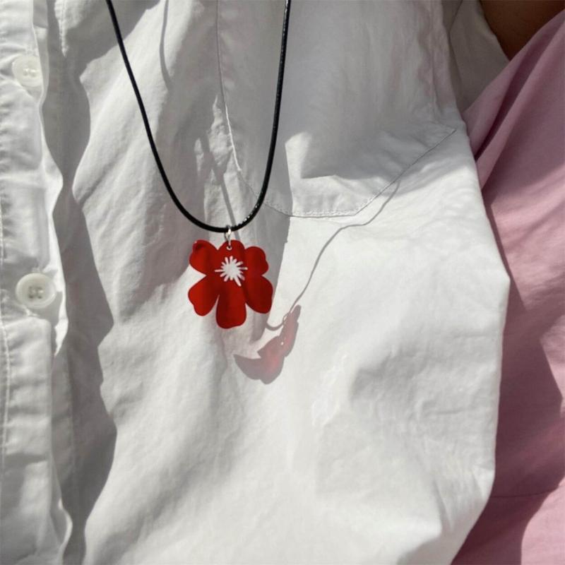 Acrylic Hollow Six Petal Flower Loose Beads Colorful Flower Charm Pendant DIY Accessories Necklaces Earring Jewelry Gift
