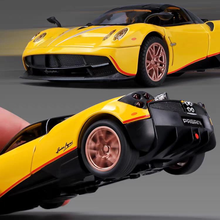 Pagani Huayra Dinastia Supercar Simulation Druckguss- und Spielzeugfahrzeuge Geräusche und Licht Rückziehauto 1:32 Legierungskollektionsmodell