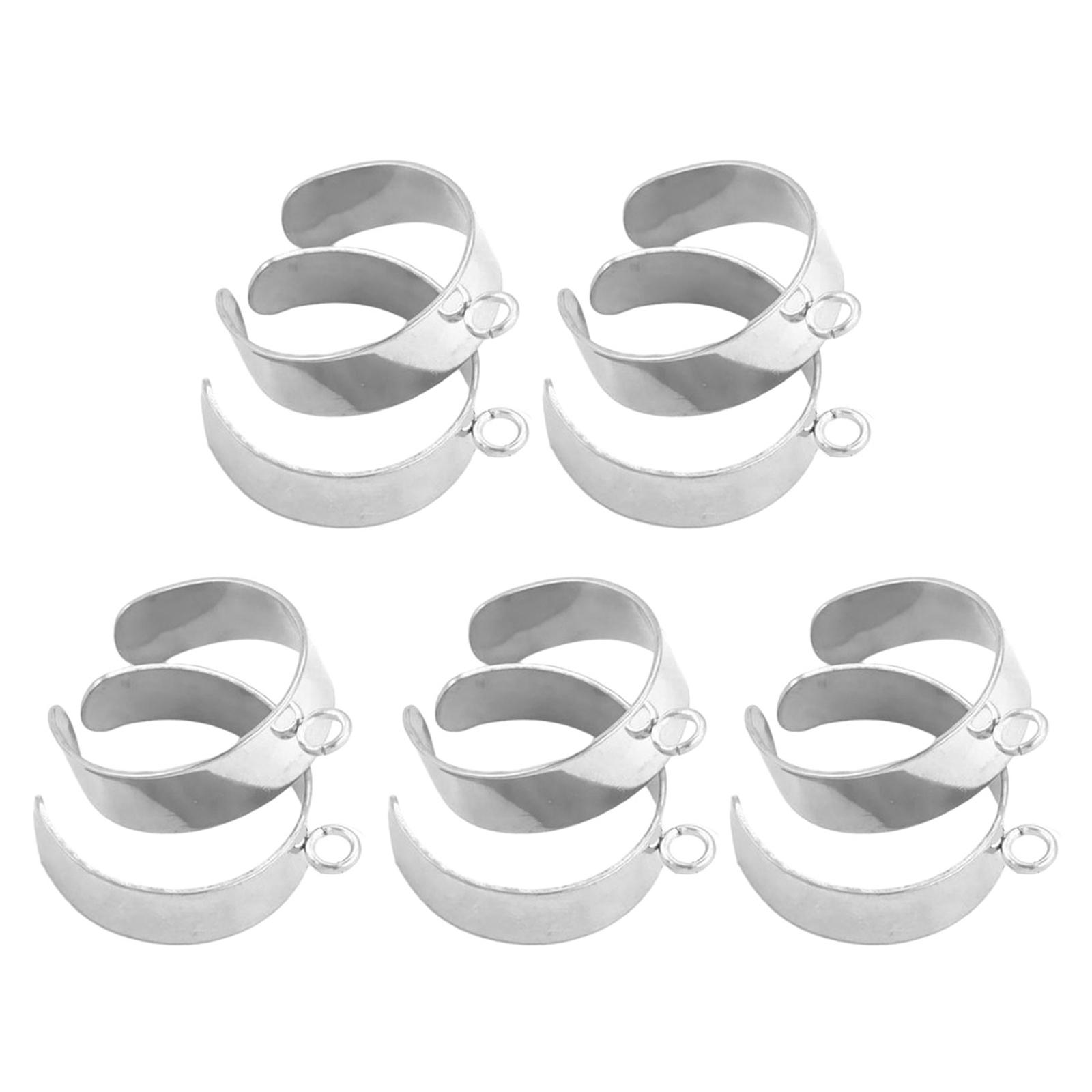 

10 шт. Основы колец из нержавеющей стали Открытые регулируемые кольца для пальцев Заготовки для изготовления украшений своими руками для мастеров Подарок ручной работы C серебряный