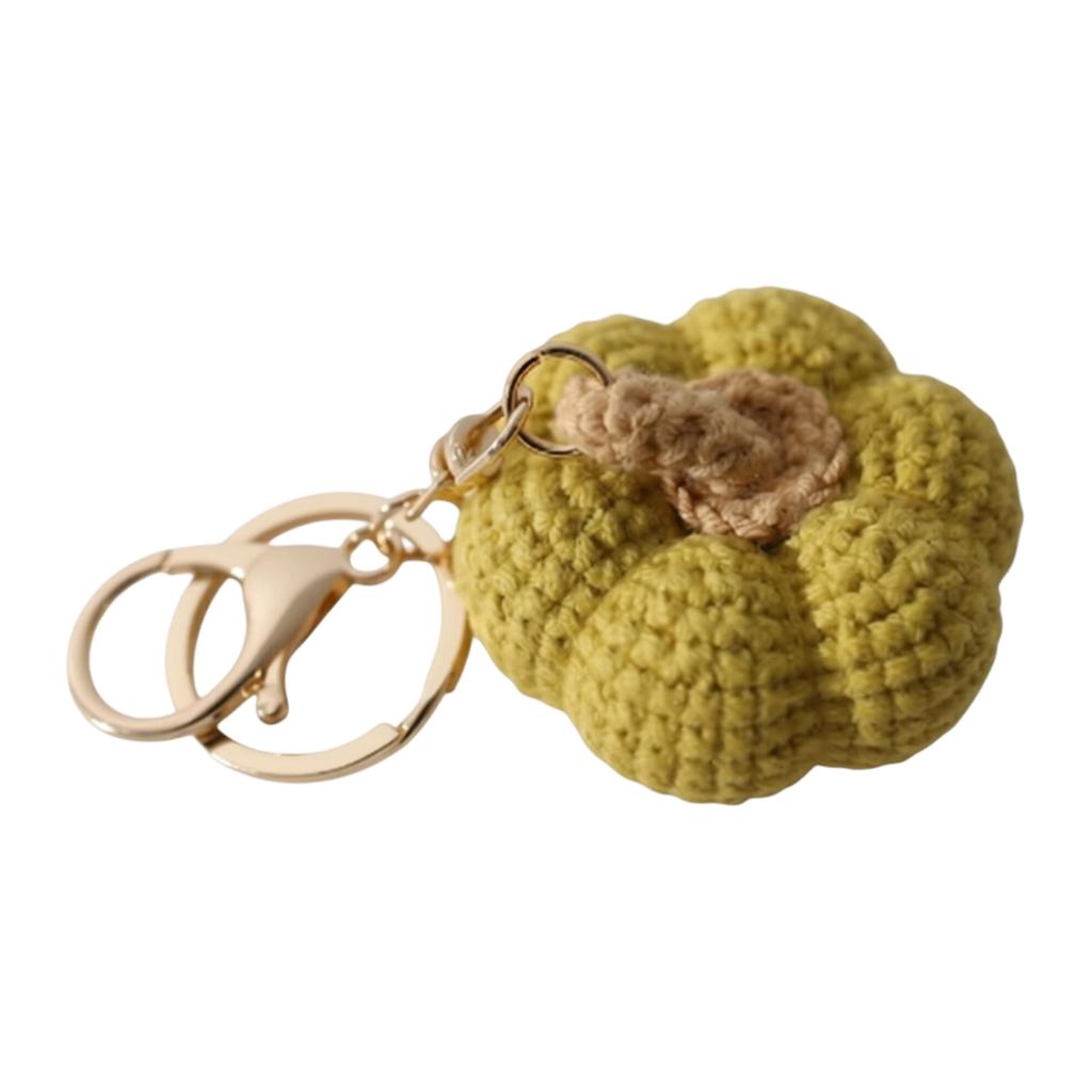 Knitted Pumpkin Keychain Crochet Ornament for Bag Decoration