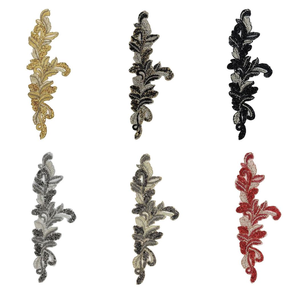 Computer Bead Embroidery Nail Bead Collar Lace Clothing Performance Clothes Front Collar Corsage Applique Embroidery Cloth Sticker Decorative