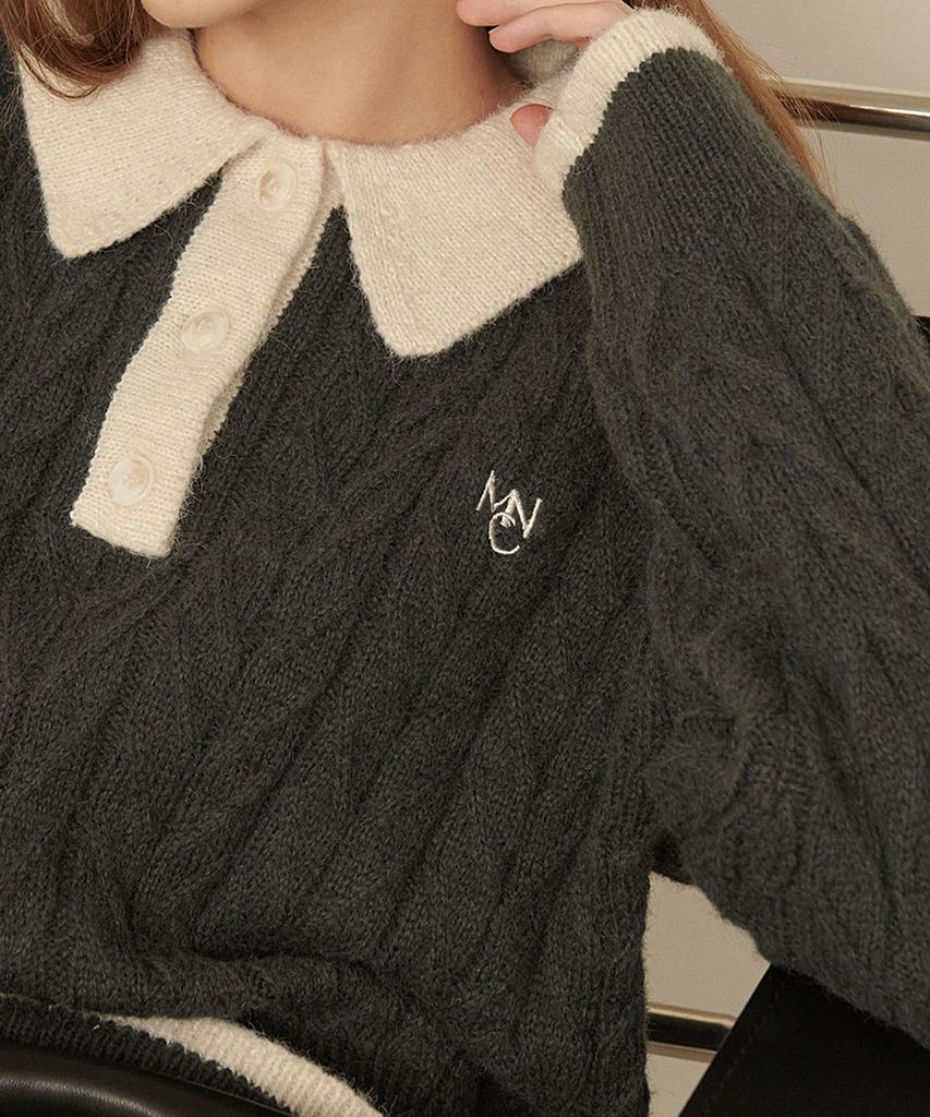 MICANE Dazzling Wool Twist Collar Knit
