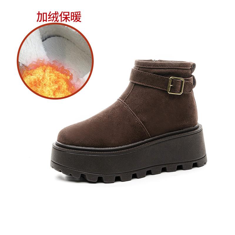 Automne et hiver nouvelles bottes de neige talon compensé chaussures montantes mates chaussures pour femmes plateforme décontractées chaussures en coton polyvalentes étudiants
