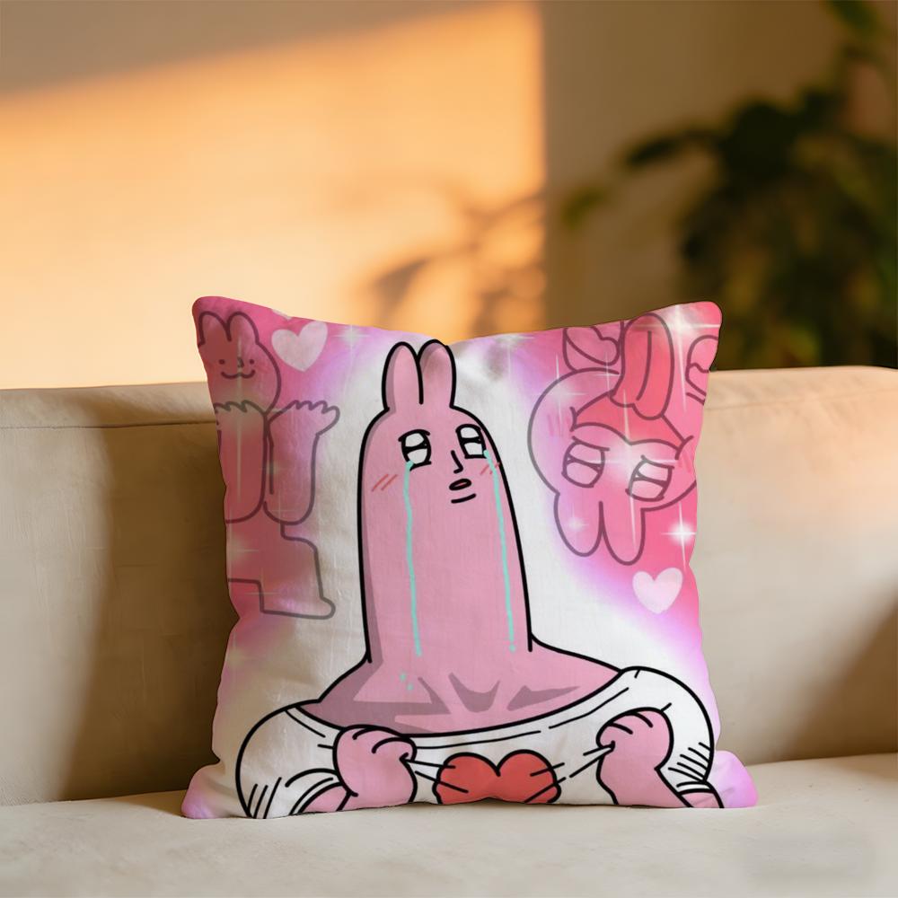 Pink Bunny Cue Cushion Cover Cozy Velvet Throw PillowSoft Warm Cushion For Sofa Bed