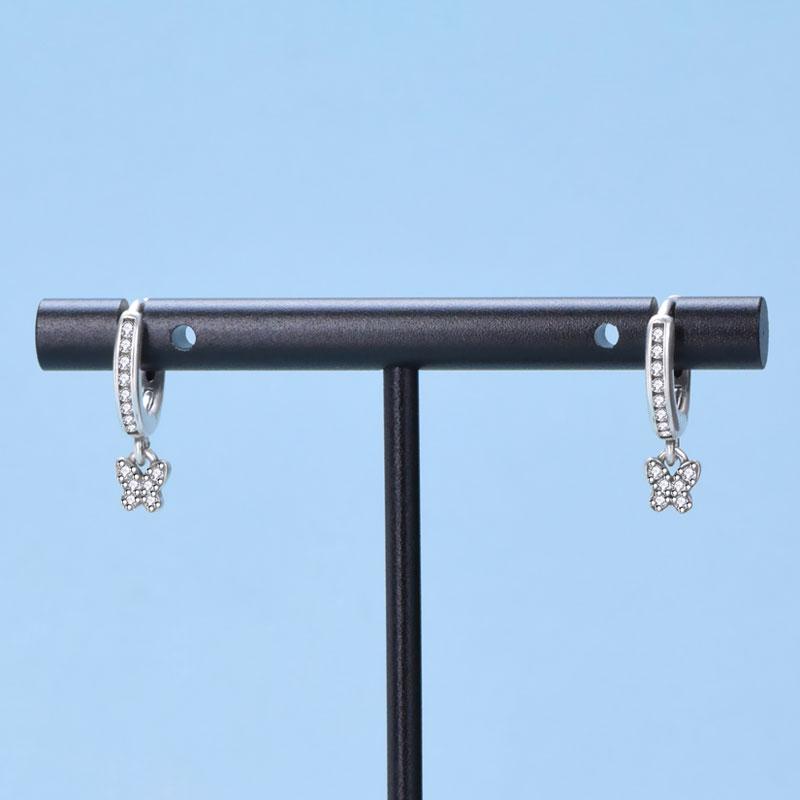 Original 925 Silver Hoop Earrings Crystal Love Heart Star Drop Earring Pendant Earings For Women Gift Luxury Jewelry