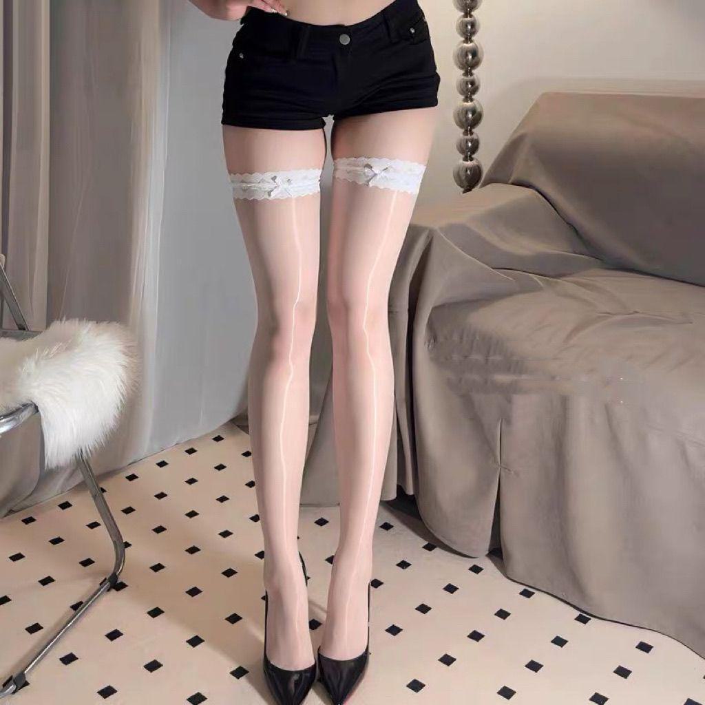 

Ультратонкие шелковистые чулки Mu Ruan с кружевной отделкой white lace белый