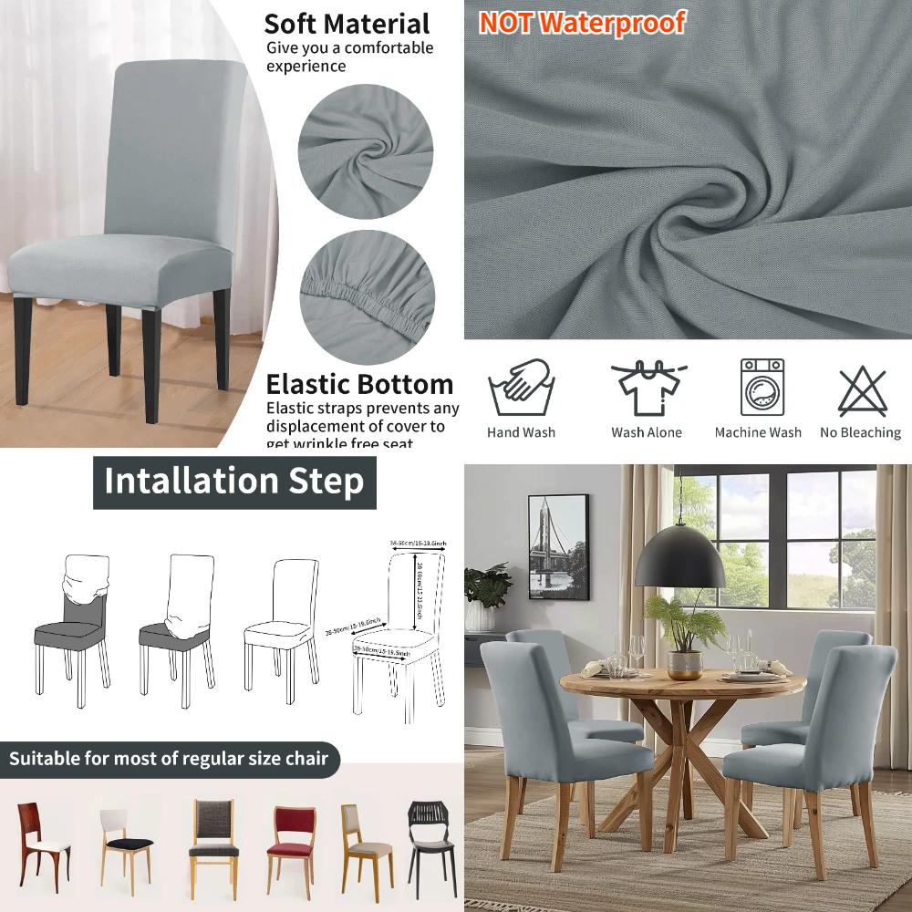 Dining Room Chair Protector Slipcovers Set of 4/8 Stretch Removable Washable Seat Cover for Kitchen Home Decoration Chair Cover