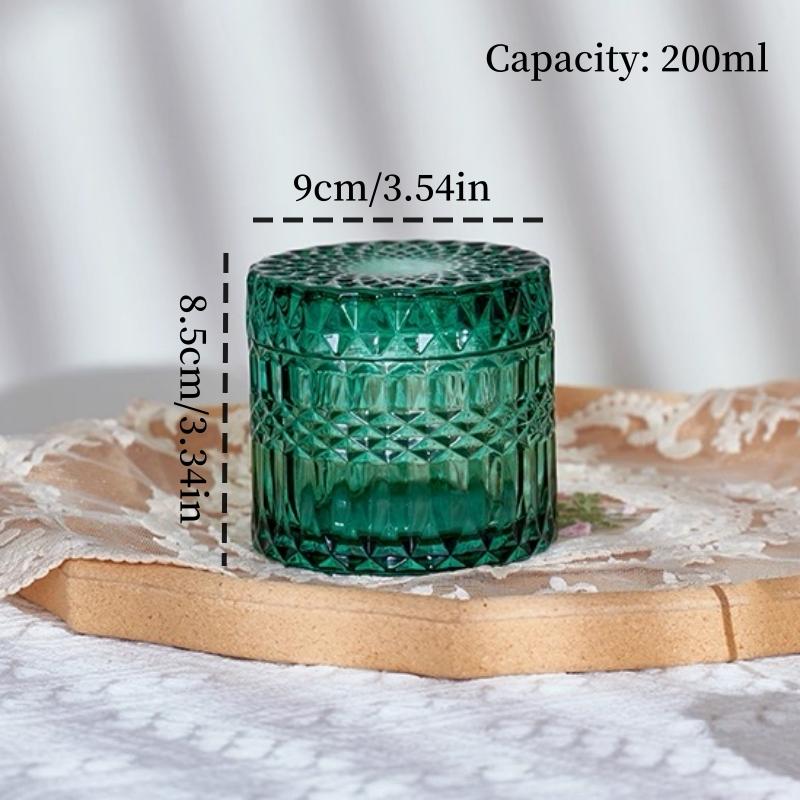 Multicolor Crystal Glass Storage Jar,Candy Glass Jar with Lid Aromatherapy Candlestick Container Home Dressing Table Decoration