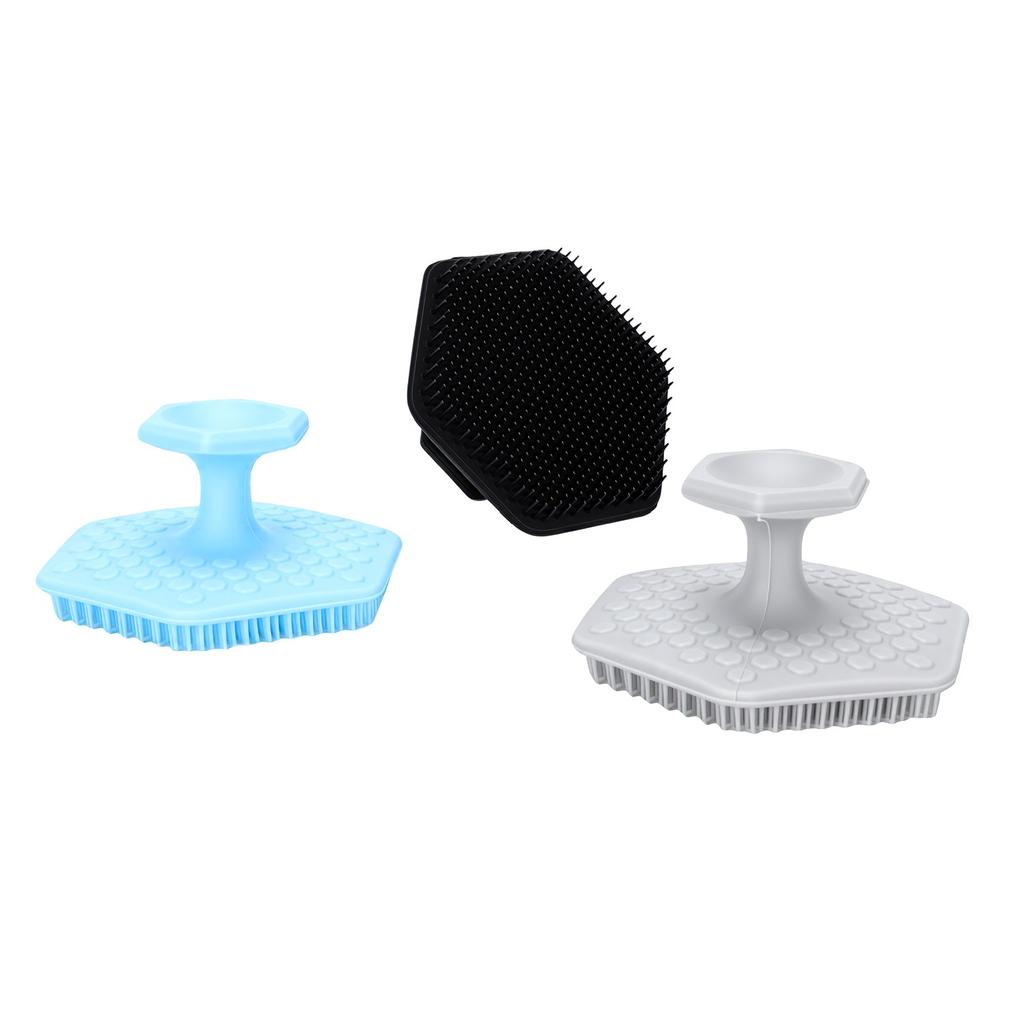 Men Silicone Face Scrubber Ergonomic Grip Portable Deep Facial Cleansing Scrubber for All Skin Types Black Blue Gray