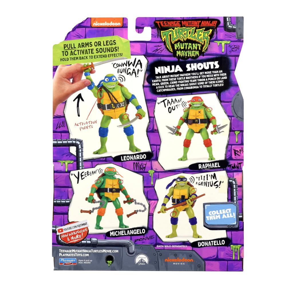 Teenage Mutant Ninja Turtles Playmates Toys Teenage Mutant Ninja Turtles Mutant Mayhem Leonardo Deluxe Ninja Shout Figure 5.5"