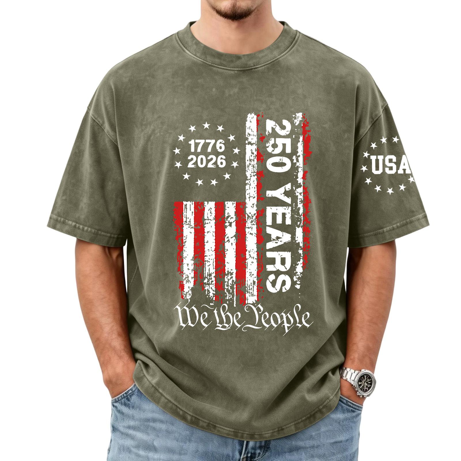 

Мужская свободная повседневная футболка с принтом флага, рубашка с коротким рукавом L армия зеленый