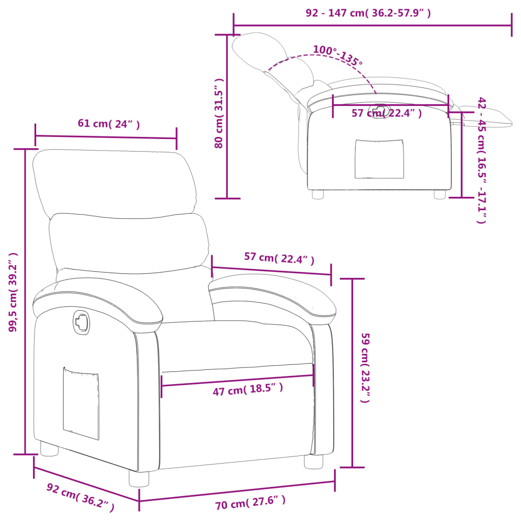Relaxation Armchair Light Grey Fabric
