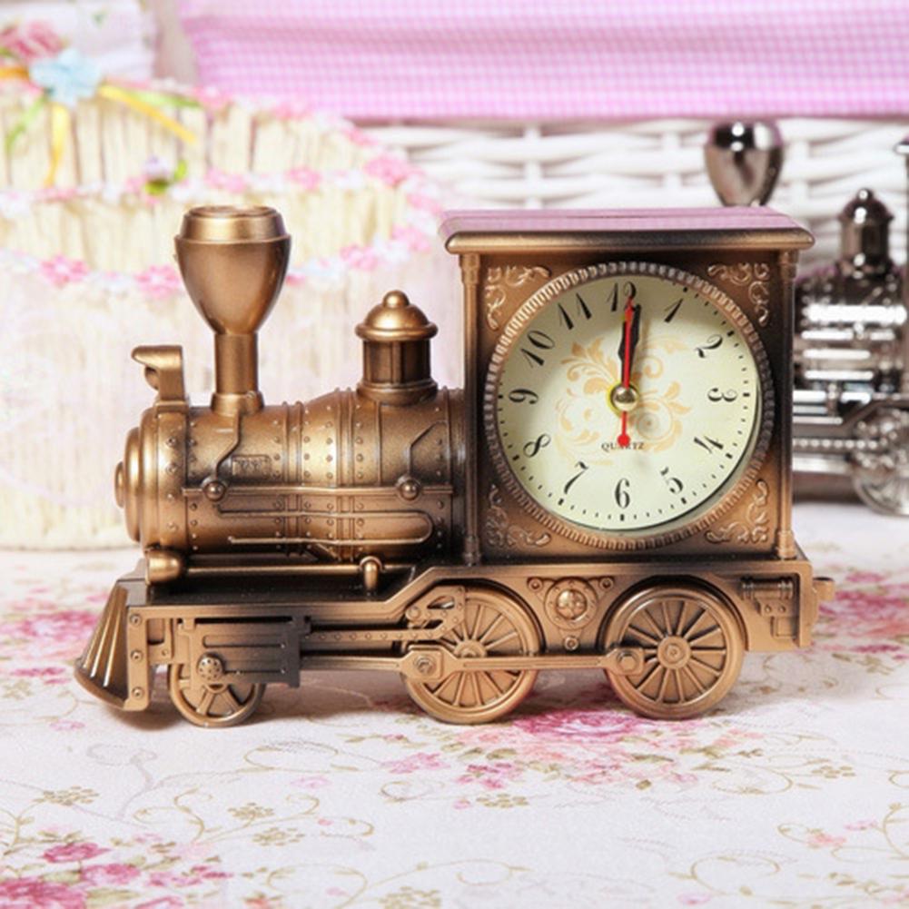 Retro Locomotive Alarm Clock Fashion Model Alarm Clock Home Gifts Bronze#0