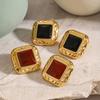 Charm Ear Studs Unique Ear Jewelry Geometric Square Earrings Stainless Steel Texture Present for Fashion Women and Girls