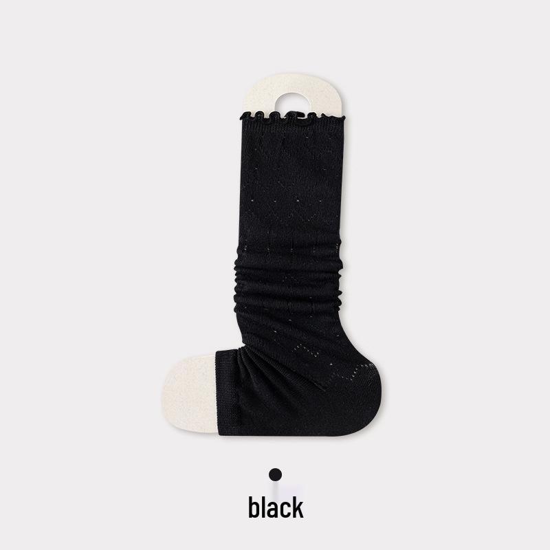 MIU Women's Ballet Ruffle Mesh Japanese-Style Cotton Slouch Leg Warmers - Summer Thin Sweet Girl Design