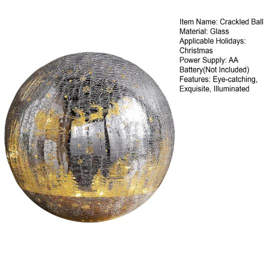 Glowing Cracked Nativity Ball Illuminated Crackle Sphere with Nativity Scene Hidden Lighted Christmas Glass Ball for Tree Home Party Decor