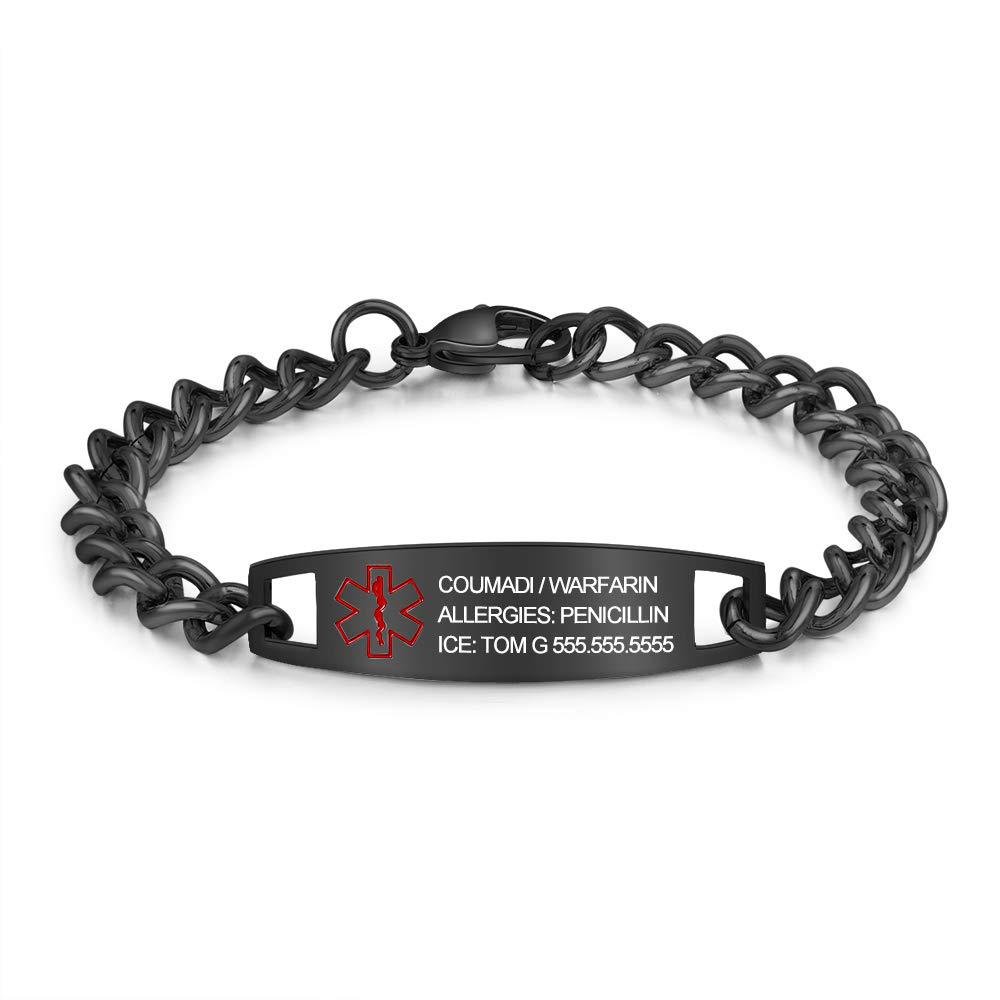 Titanium Steel Emergency Alarm Bracelet for Men and Women, Chain Made of Stainless Steel, Wristband