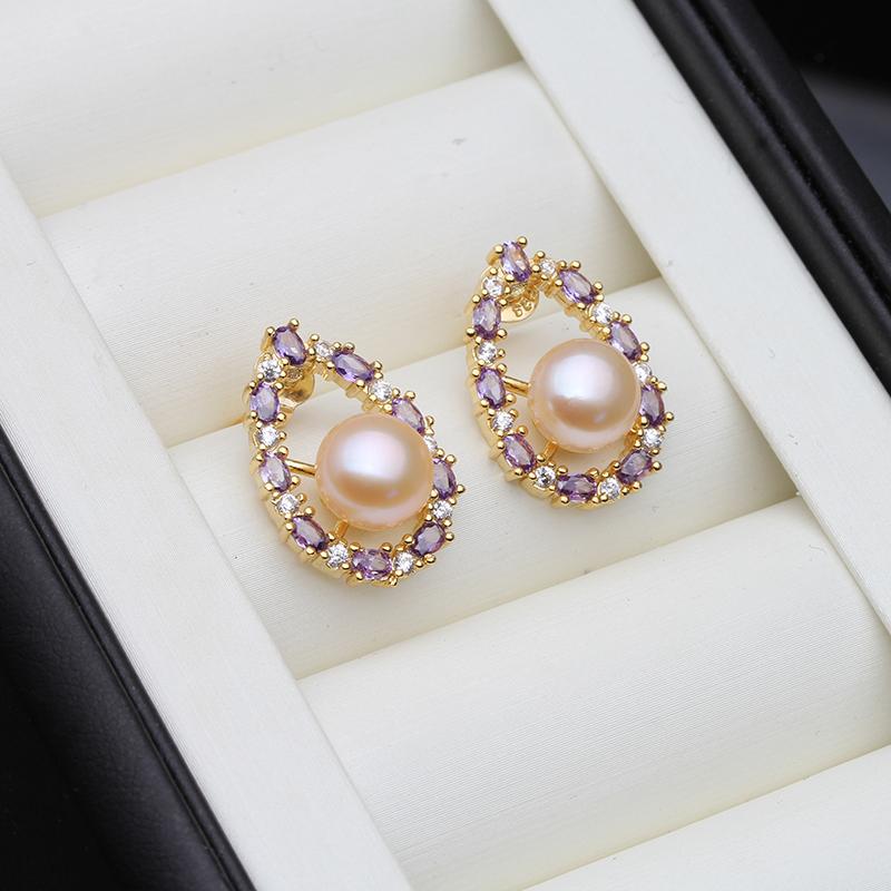 

Natural Freshwater Black Pearl Earrings For Woman,Genuine Stud Earrings with Pearls Wife Mother Anniversary Gift