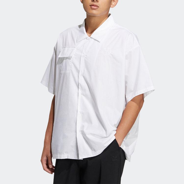 Adidas Originals Trefoil Speed Ss Embroidered Smiley Pattern Solid Short Sleeve Shirt Unisex Tops White HU1236