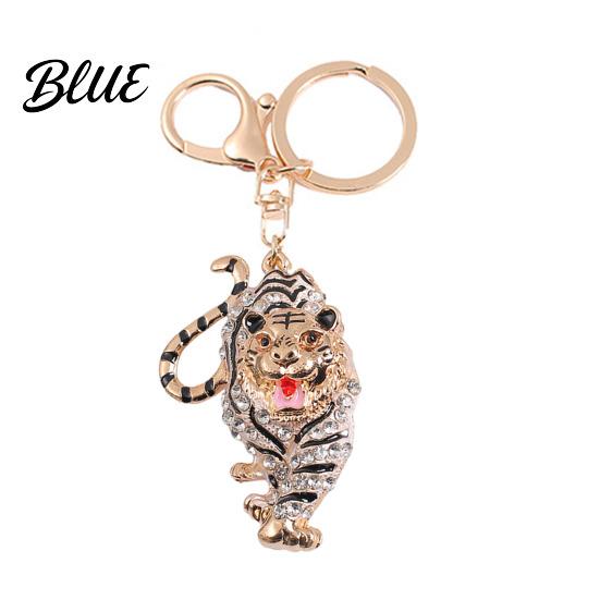 Oxidation-resistant Keychain Pendant Sparkling Rhinestones Tiger Shape Charm Key Strong