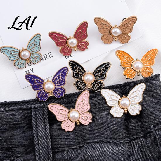 Butterfly Shape Button Pin Waist Tightener Pins No-Sew Pants Tighteners Removable Jeans Reducer Pins for Loose Skirts Dresses Stylish