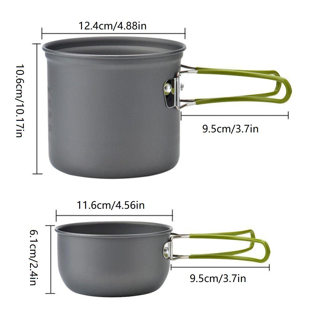 2-3 People Barbecue Cooking Set, Suitable for Outdoor Camping, Outdoor Walking, Portable Tableware, Pots and Pans Set, Cups and Spoons Set
