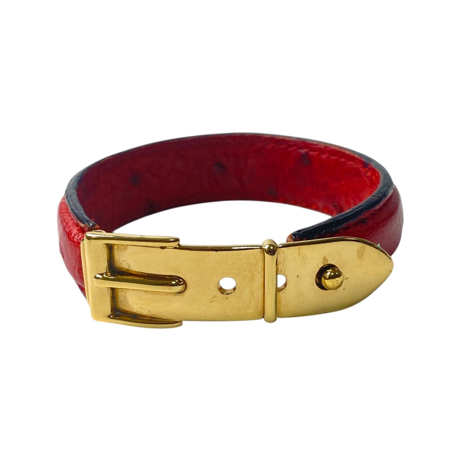 

Used GUCCIbracelet Red/gold Ostrich Women