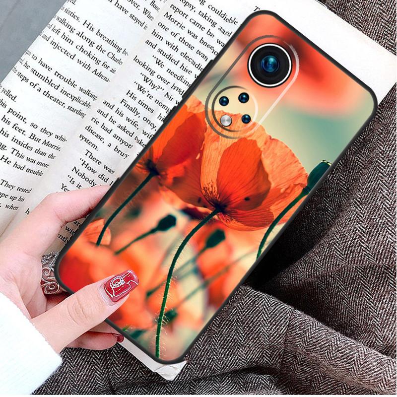 Red Corn Poppy Flower Case For Honor Magic 8 6 7 Lite Honor 400 200 Pro 50 70 90 X8c X8b X9a X9c X9b X9d Win Cover