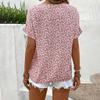 Summer Printed Women's T-shirt Elegant Floral Buttons Short Sleeve Loose Casual T-shirts Women Fashion Vintage Office Ladies Pullover Tee Tops New