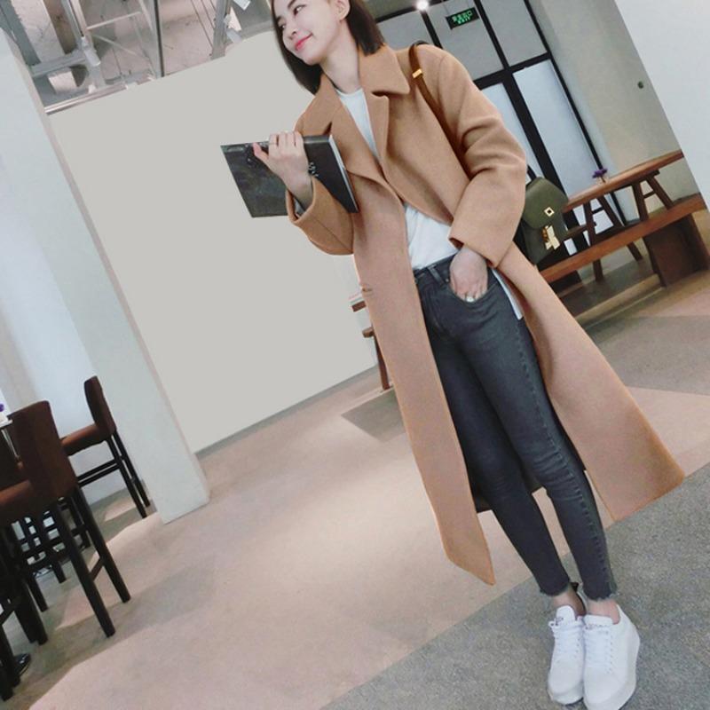 Autumn and Winter Mid-length Woolen Windbreaker Women's Slimming Over-the-knee Coat Coat