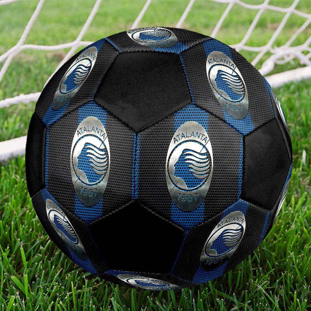 Atalanta BC Logo Size 5 Soccer Ball, Machine-Stitched PVC, Durable & High Bounce, All Ages Fit, Fan Merchandise, Matches & Outdoor Use.