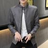 Men's leather jacket, autumn/winter new baseball collar casual jacket, youth slim fit motorcycle PU leather jacket for men