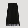 [shs Miss] Layer Pleated Banding Skirt Sawsko12020 Bk