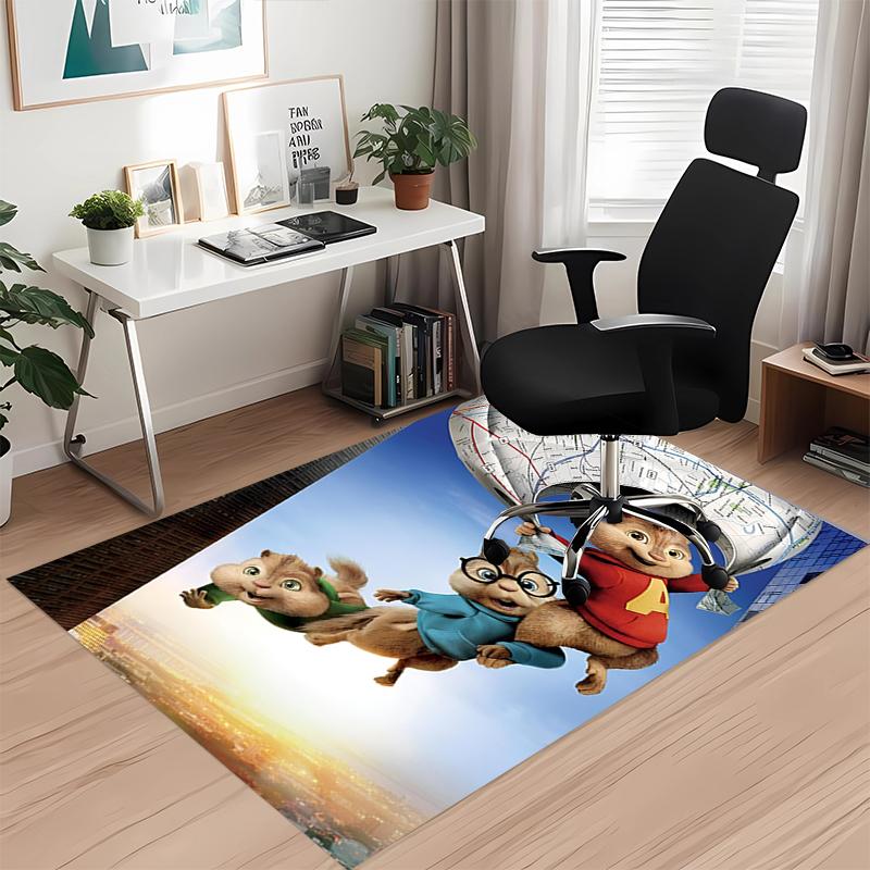 Tapete com Estampa de Alvin e os Esquilos para Cadeira de Escritório Sala de Estar Quarto Cozinha Decoração de Ambientes Presentes
